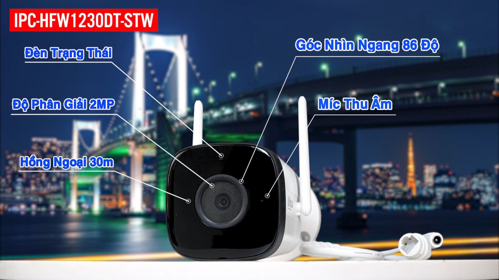 Camera IP Wifi 2MP DAHUA DH-IPC-HFW1230DT-STW chính hãng, giá tốt Hải Phòng