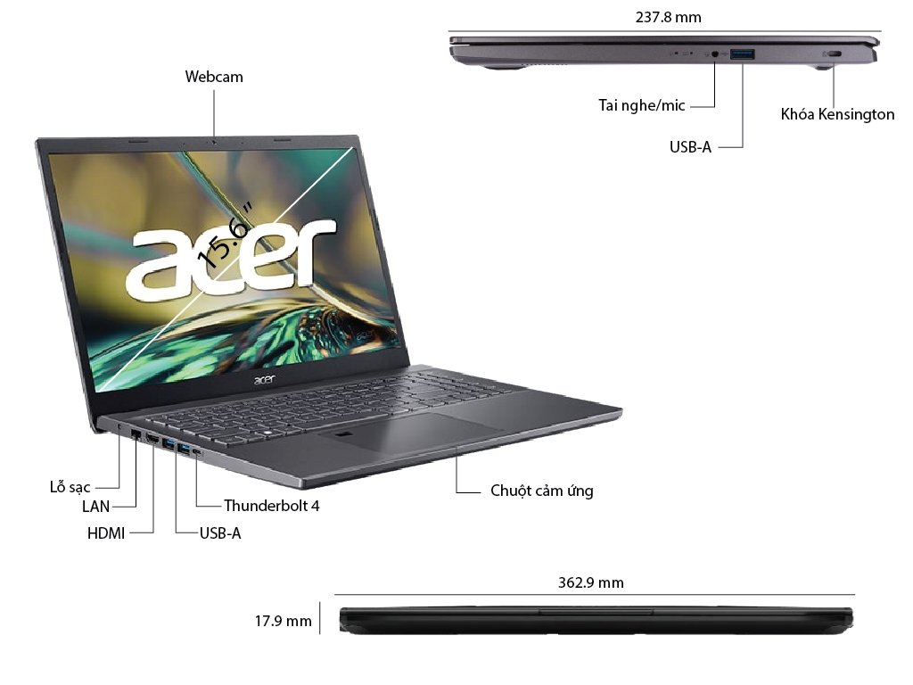 ACER Aspire 5 A515-56 chính hãng, giá rẻ tại Sơn Đạt.,JSC