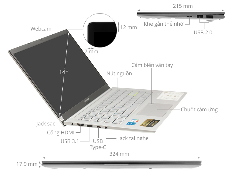 Asus A415EA (AM888T) chính hãng, giá tốt tại Sơn Đạt.,JSC