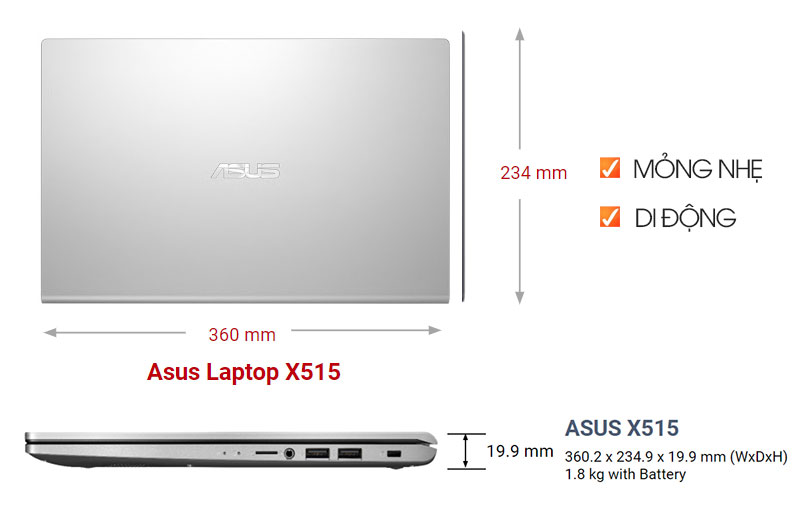 Asus X515EA-BQ1006W uy tín, giá rẻ chỉ có tại Sơn Đạt.,JSC
