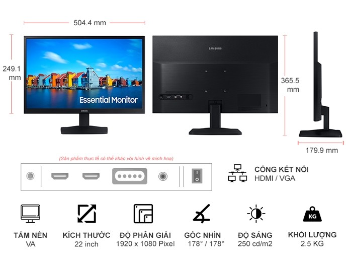 Monitor Samsung 22'' LS22A336 -NHEXV chính hãng, giá tốt tại Hải Phòng
