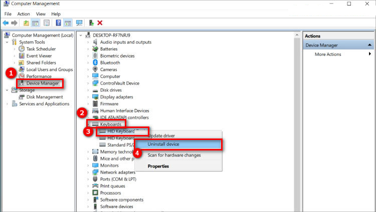 Chọn Uninstall để gỡ cài đặt bàn phím