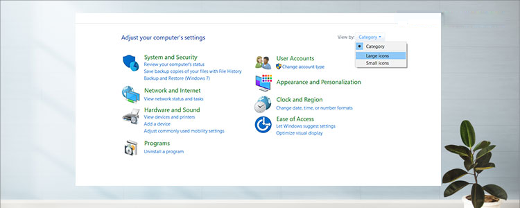 Click View by và chọn Large icon