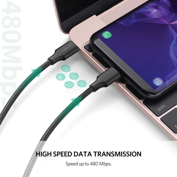 Cáp sạc USB Type-C Ugreen 50997 được thiết kế nhỏ gọn tiện lợi, kiểu dáng truyền thống