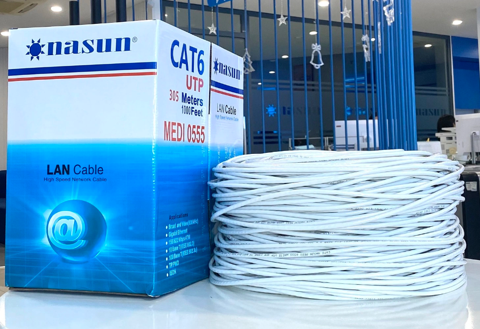 Dây mạng Nasun Cat6E (thùng 305m) có khả năng chống nhiễu cao cấp