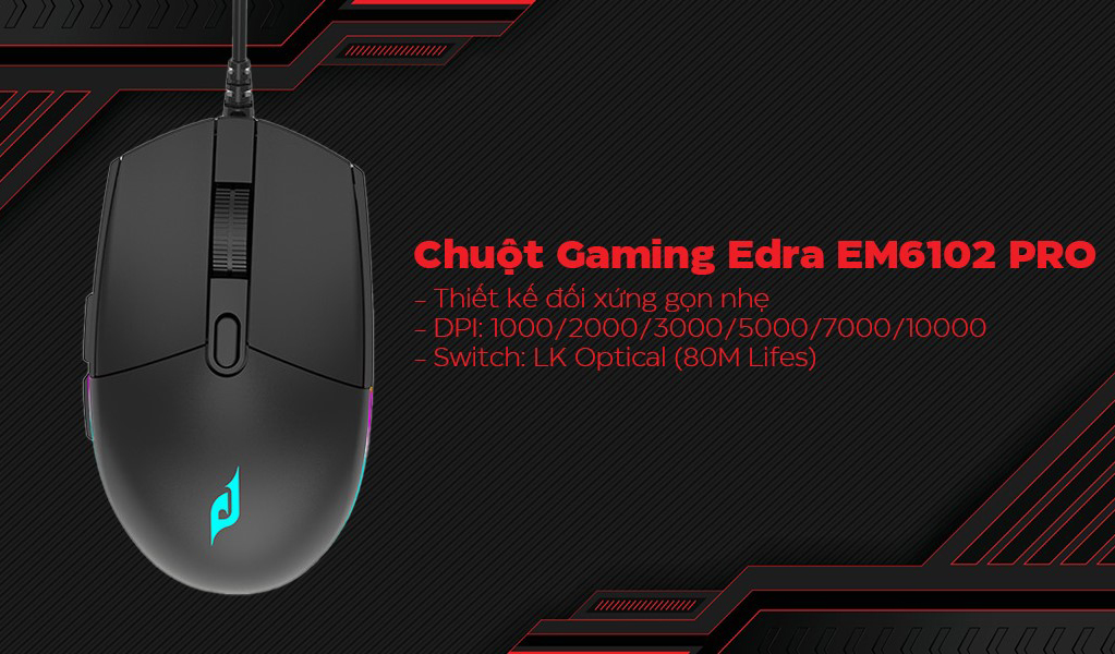 Mouse có dây EDRA EM6102 chính hãng, giá tốt Hải Phòng