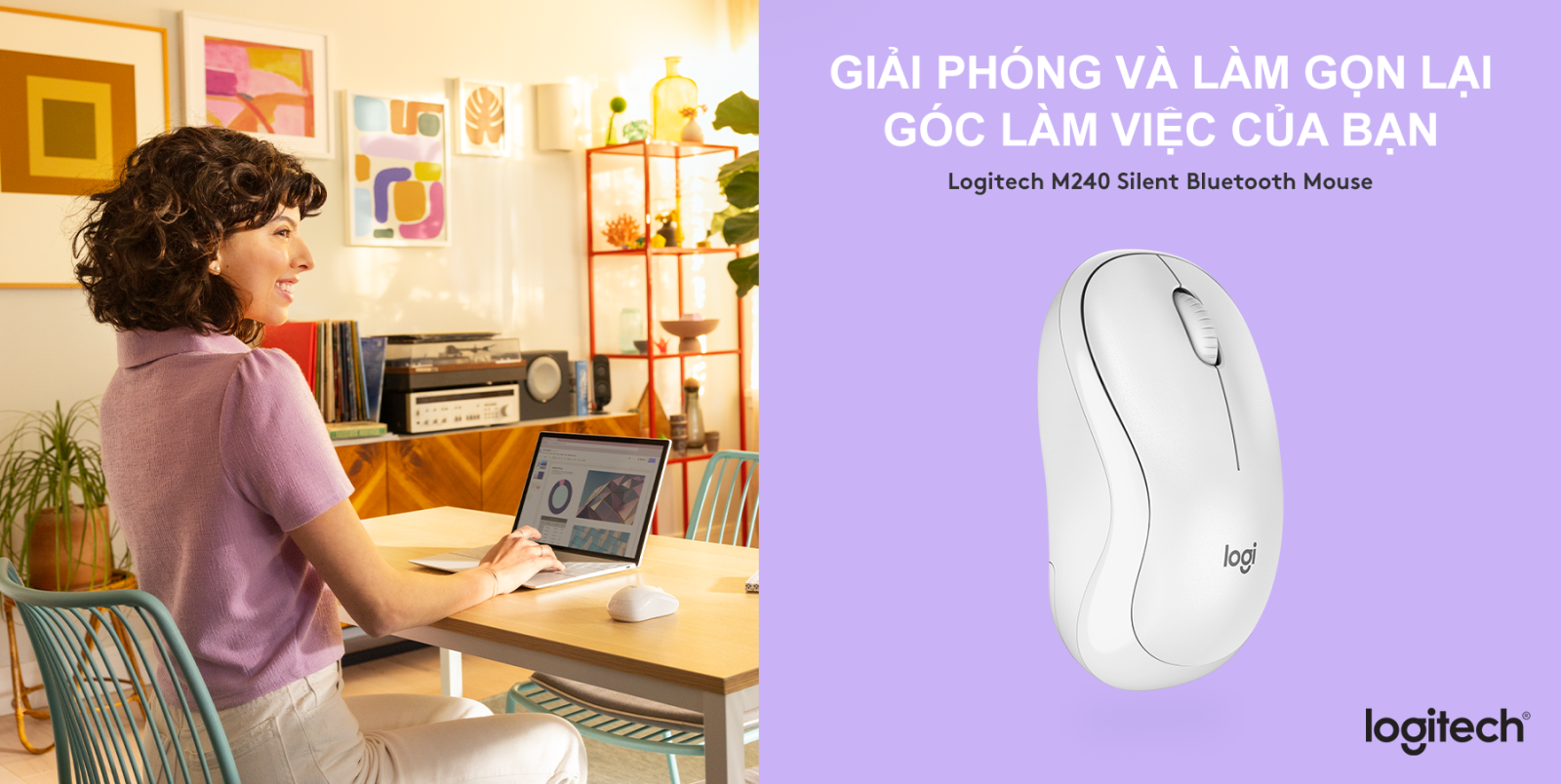 Mouse Wireless Bluetooth Logitech M240 chính hãng, giá tốt tại Sơn Đạt.,JSC