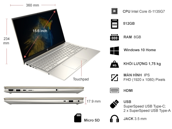 HP Pavilion 15-eg0006TX 2D9C9PA là mẫu laptop làm việc lẫn học tập phù hợp cho học sinh / sinh viên