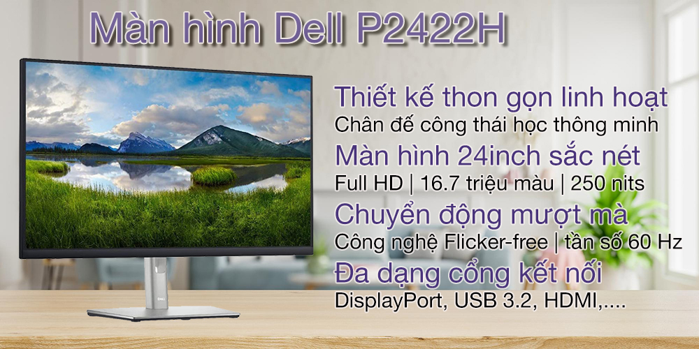 Màn hình Dell P2422H chính hãng, giá tốt Hải Phòng