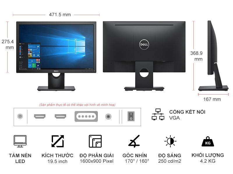 Monitor LCD Dell E2016 Se chất lượng, giá tốt tại Hải Phòng