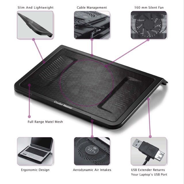 Fan Notebook tản nhiệt Cooler master L1 với kích thước nhỏ gọn cùng trọng lượng nhẹ