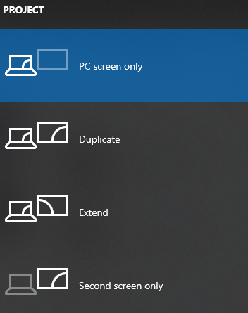 Nhấn phím Windows + P trên bàn phím, chọn chế độ để hiển thị màn hình máy tính trên máy chiếu