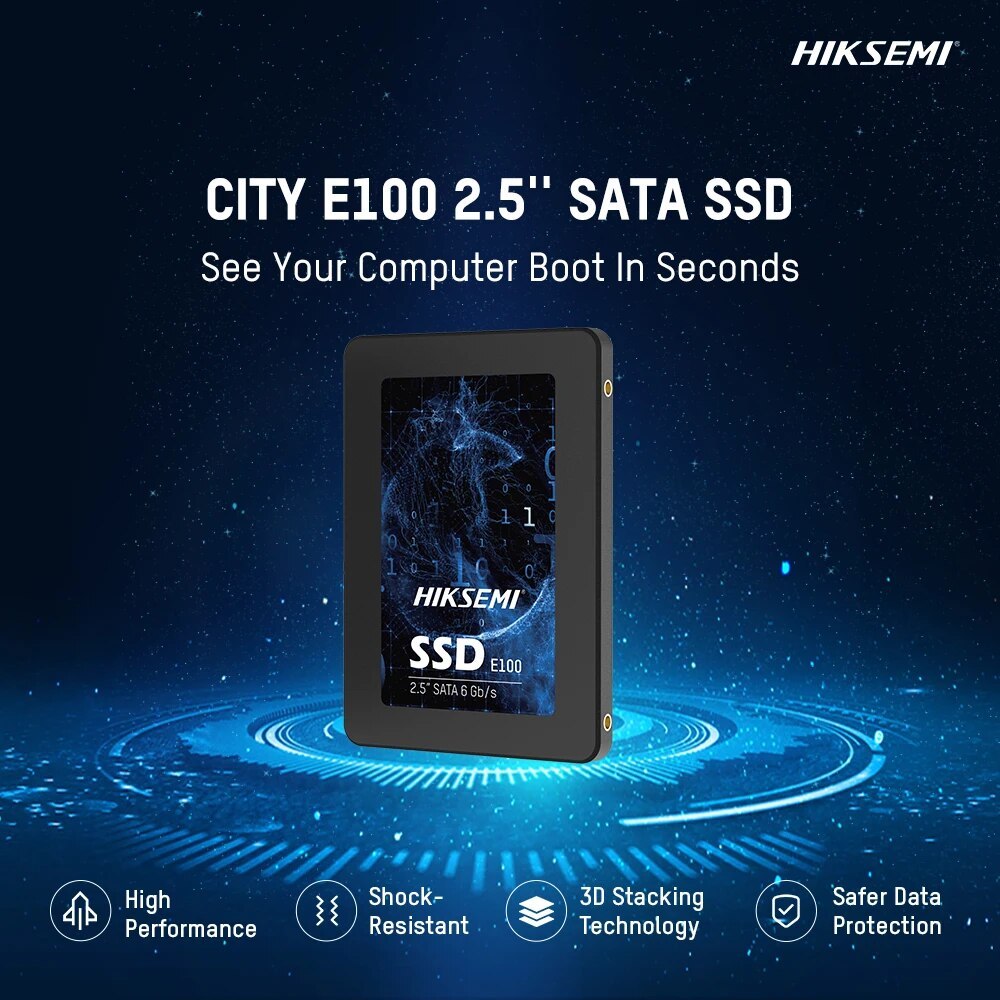SSD 512Gb HIKSEMI-E100N SATA sở hữu dung lượng lên tới 512GB, đáp ứng nhu cầu lưu trữ dữ liệu ngày càng cao của người dùng
