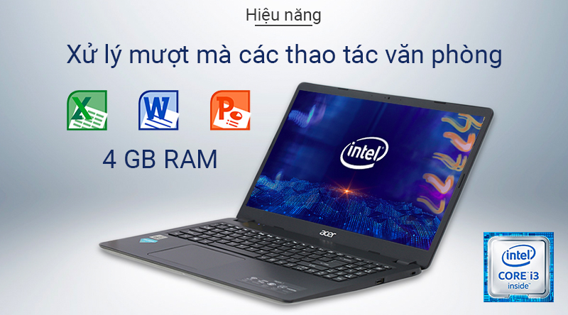 Notebook SE Acer Aspire 3 A315-54-38B1 là chiếc laptop có thiết kế nhỏ gọn, hợp thời trang