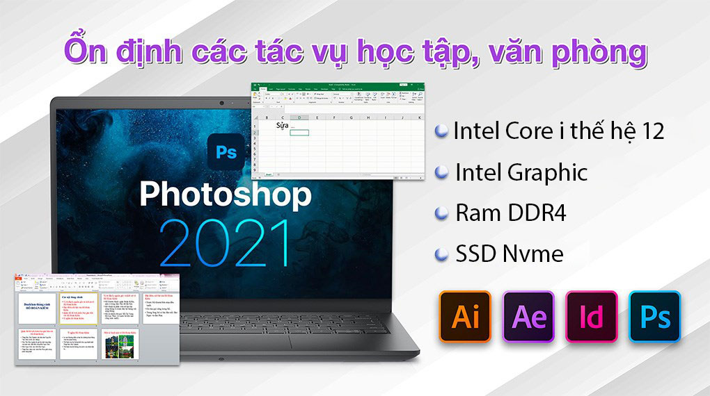 Notebook Dell Vostro 3520 Core™ i7 sẽ khiến bạn thực sự ấn tượng với kiểu dáng hiện đại