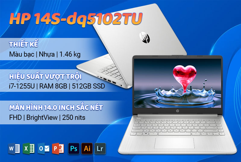 HP 14s DQ5102TU-7C0Q1PA còn được tích hợp card đồ họa Intel Iris Xe Graphics để bạn tận hưởng chất lượng hình ảnh sống động