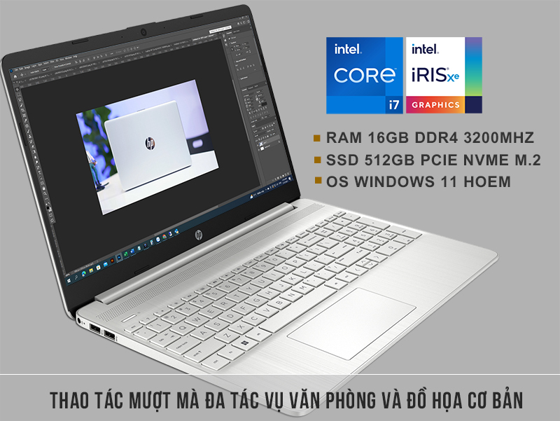 HP 15S FD0235TU 9Q970PA được trang bị bộ vi xử lý Core i5 1334U và RAM 16GB, mang lại hiệu năng mạnh mẽ