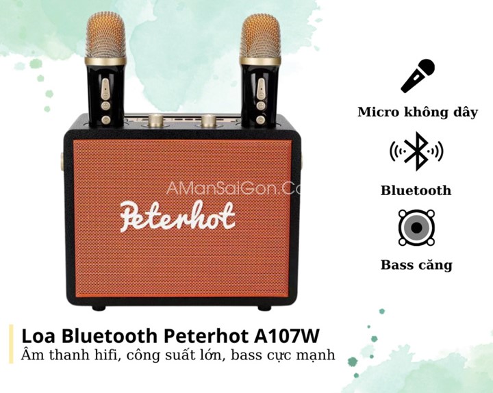 Loa Karaoke Peterhot A107W cung cấp âm thanh mạnh mẽ, tạo nên âm nhạc sống động