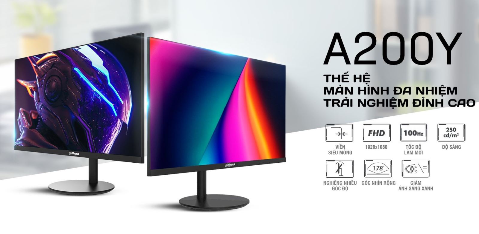 Moniter Dahua DHI-LM24-A200Y được thiết kế với 3 cạnh viền siêu mỏng vô cùng hiện đại