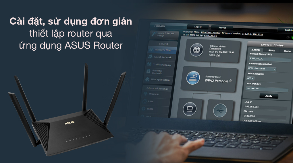 Wireless Router Asus RT-AX53U AX1800 cho dải tín hiệu WiFi cao hơn và vùng phủ sóng lớn hơn