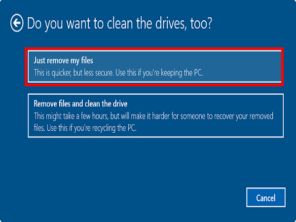 Đối với cách reset máy tính Windows 10 xóa mọi thứ, bạn sẽ có 02 lựa chọn