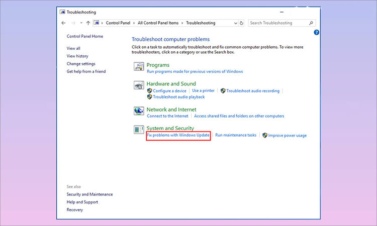 Chạy Trình khắc phục sự cố Windows Update