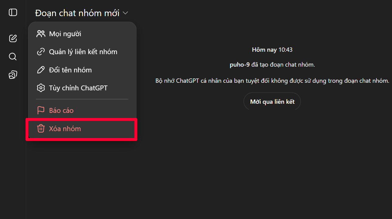 Cách tạo đoạn chat nhóm trong ChatGPT
