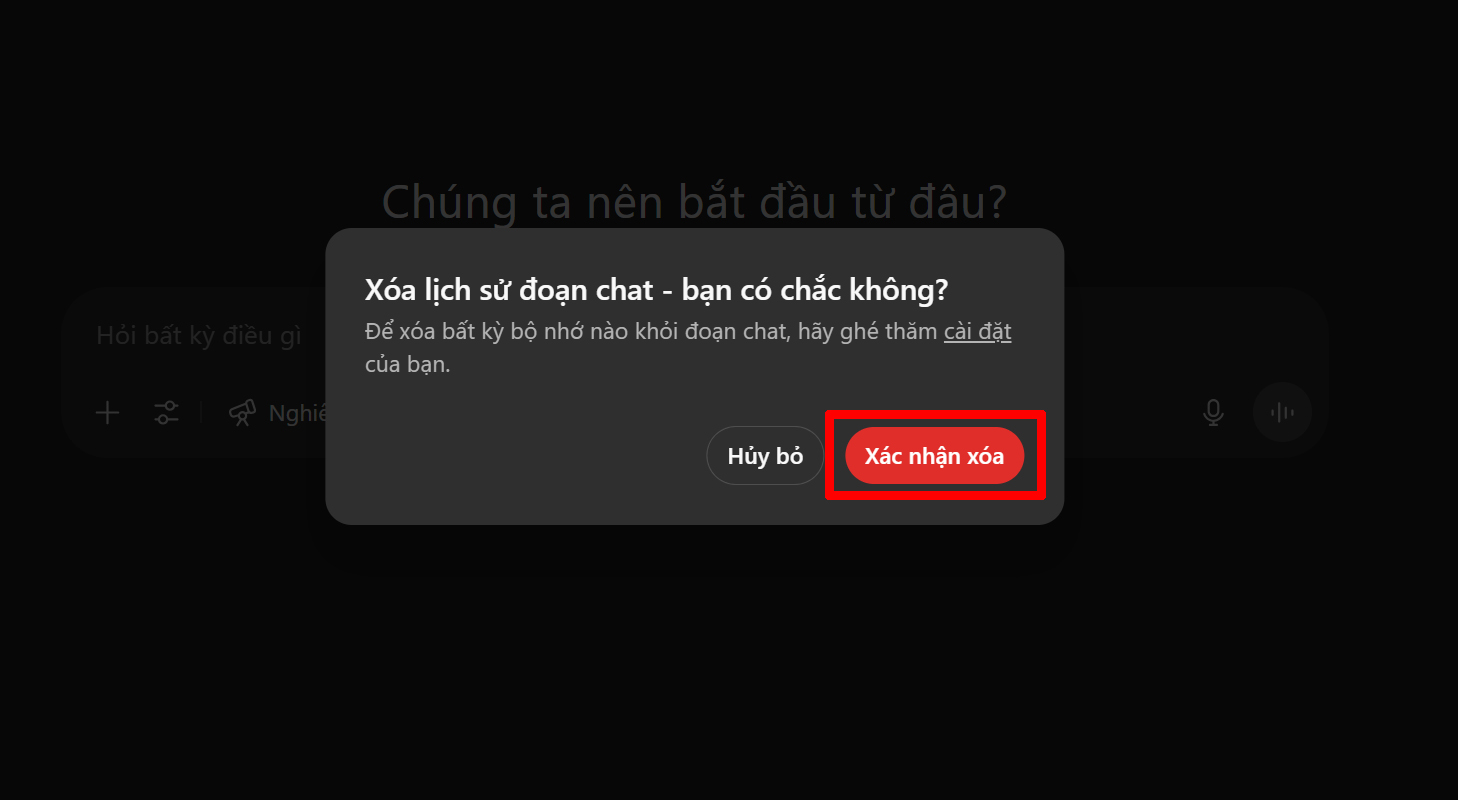 Cách xóa tất cả lịch sử chat trên ChatGPT