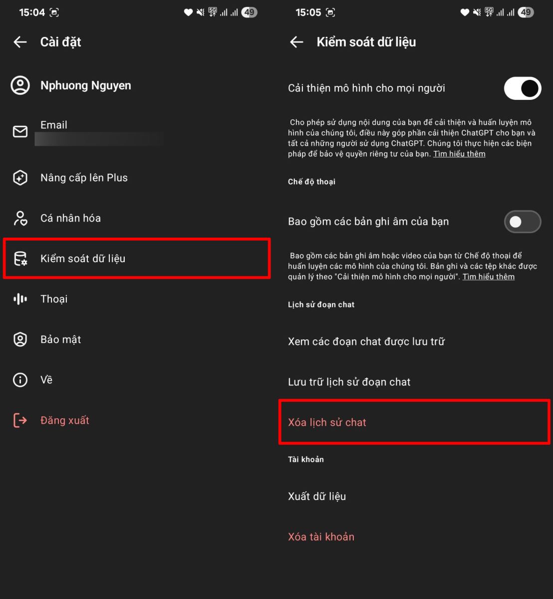 Cách xóa tất cả lịch sử chat trên ChatGPT