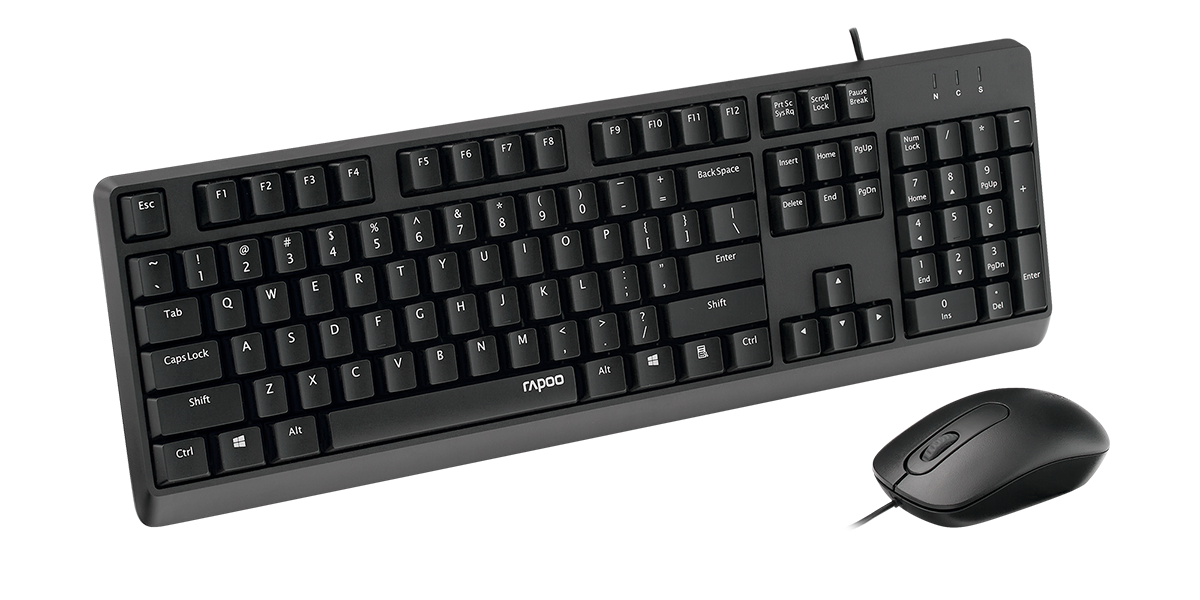 Keyboard + Mouse Wireless Rapo X1500 - Màu đen, Full size, 1000DPI