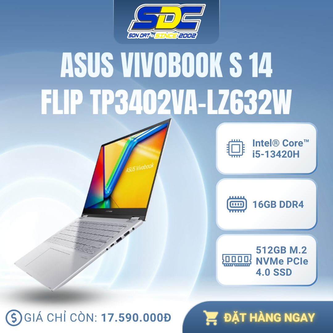 Asus Vivobook S 14 Flip TP3402VA-LZ632W là chiếc laptop 2 trong 1 có thể đáp ứng đa dạng nhu cầu của nhiều đối tượng