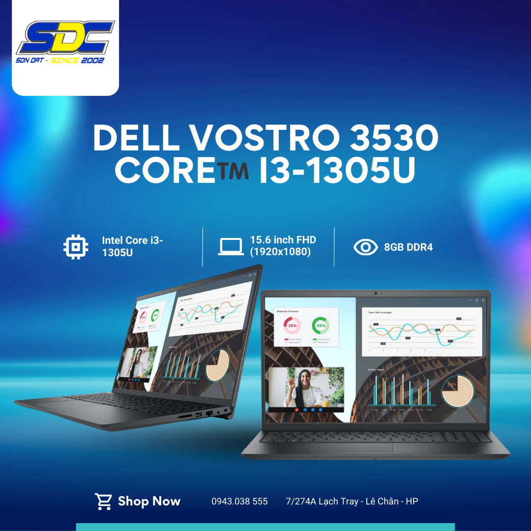 NotebookDell Vostro 3530 Core™️ i3-1305U là một chiếc laptop văn phòng
