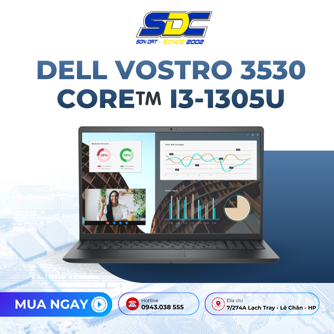 NotebookDell Vostro 3530 Core™️ i3-1305U là một chiếc laptop văn phòng
