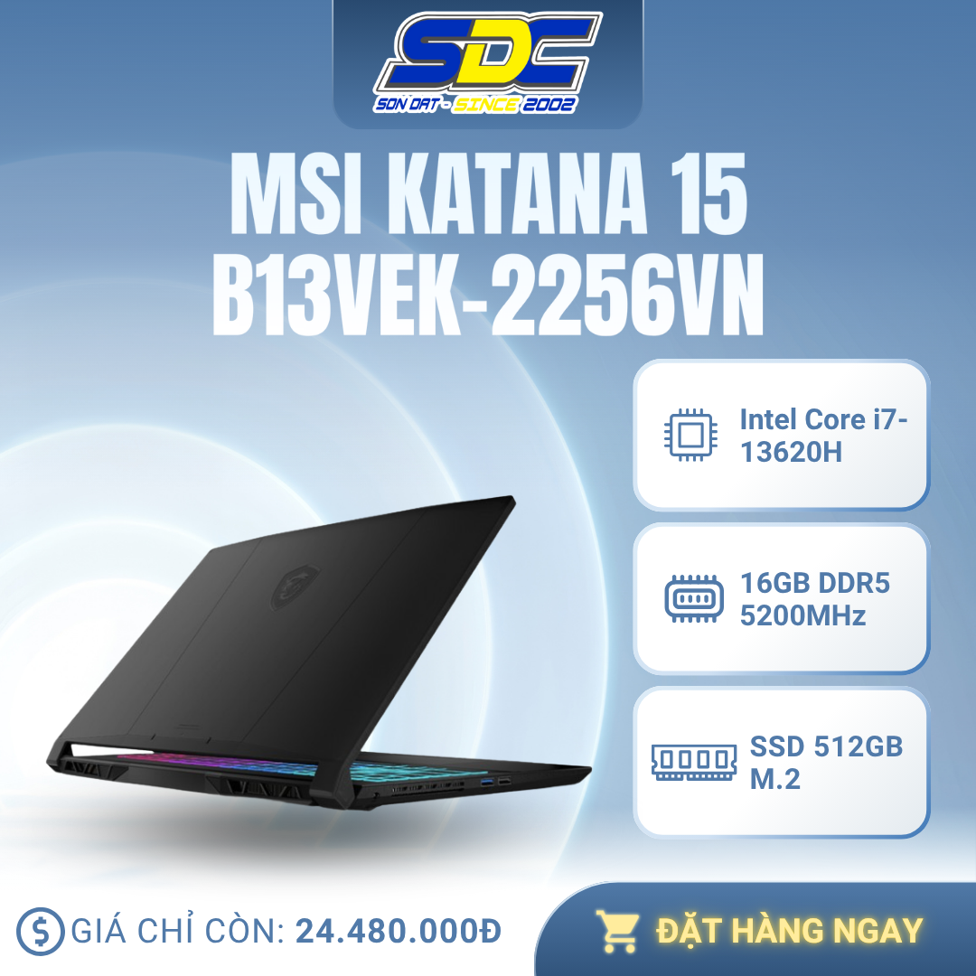 MSI Katana 15 B13VEK-2256VN là một chiếc laptop gaming hiệu năng cao của hãng MSI