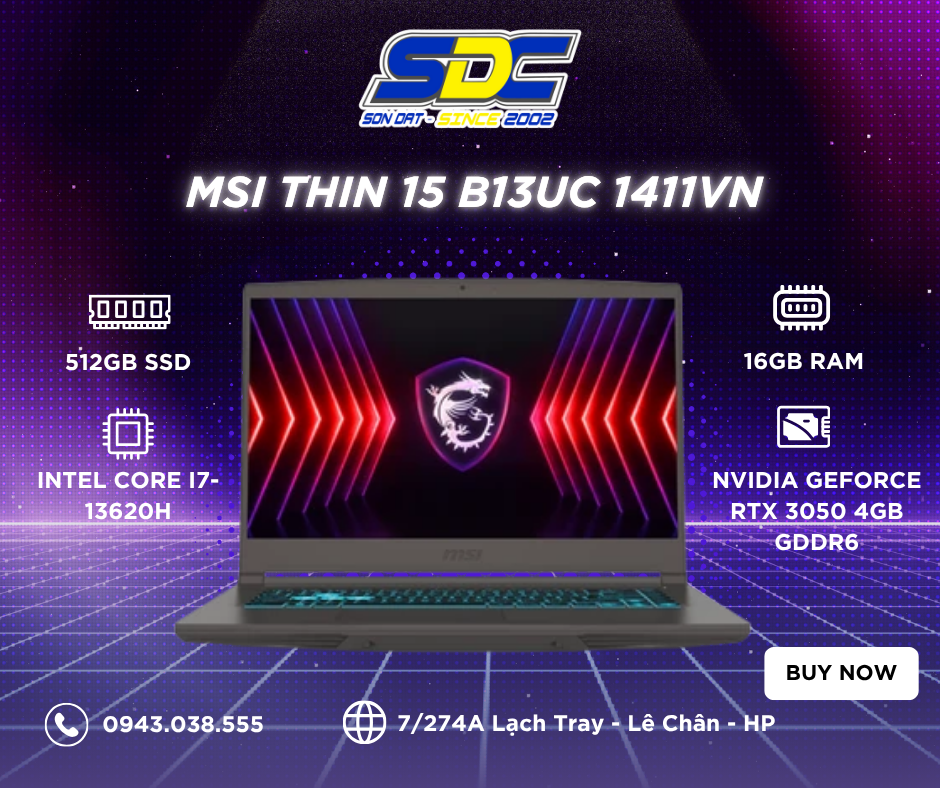 MSI Thin 15 B13UC 1411VN sẽ là một chiến hữu đồng hành cùng bạn trong các tựa game hot