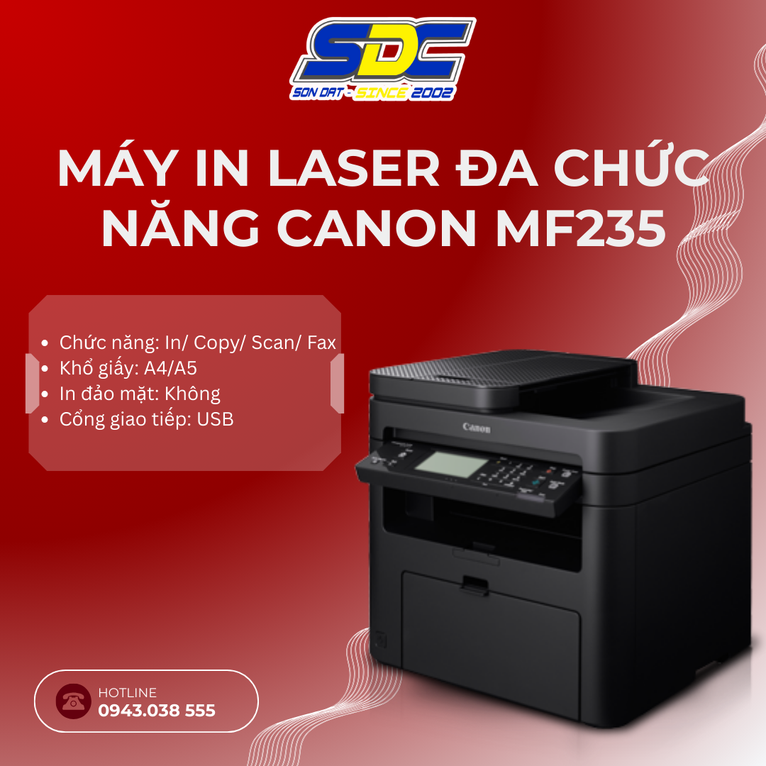 Máy in Laser đa chức năng Canon MF235 có thiết kế nhỏ gọn, trang nhã