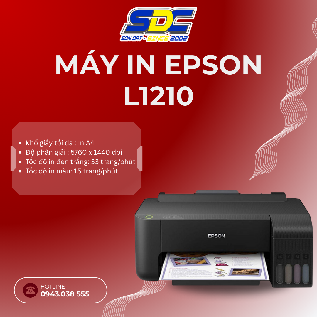 Máy in Epson L1210 nhỏ gọn và kiểu dáng đẹp, phù hợp với không gian của văn phòng của bạn
