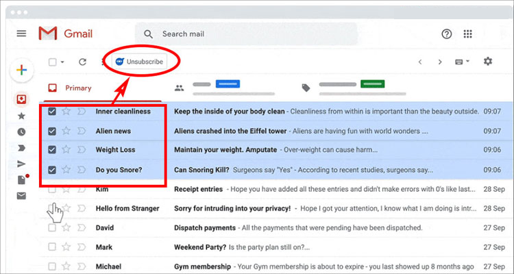 Nhiều email quảng cáo như mời mua hàng, giảm giá có nút “Hủy đăng ký”