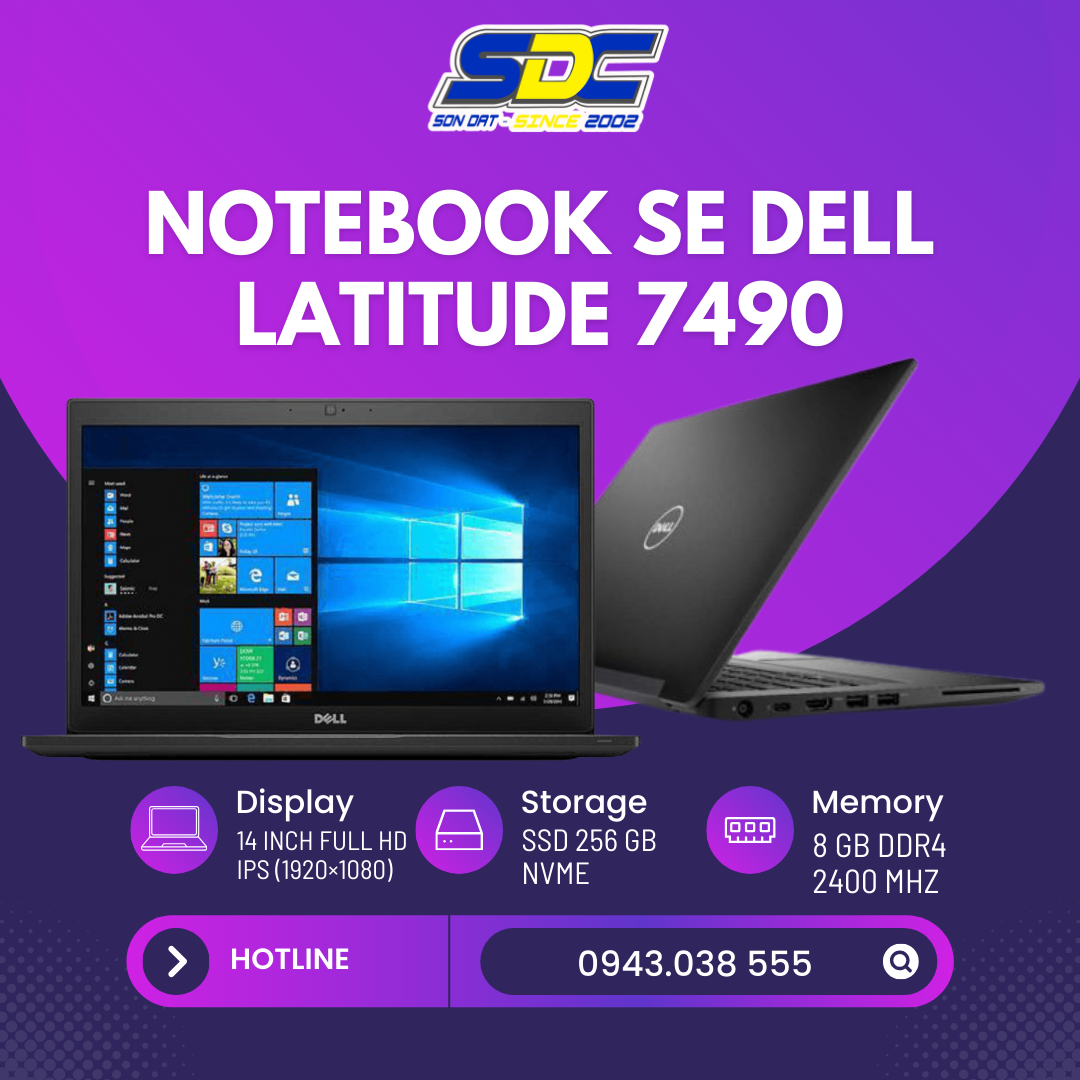 Notebook SE Dell Latitude 7490 là một dòng laptop 14.0" có thiết kế mỏng nhẹ với màn hình FHD ATG rực rỡ