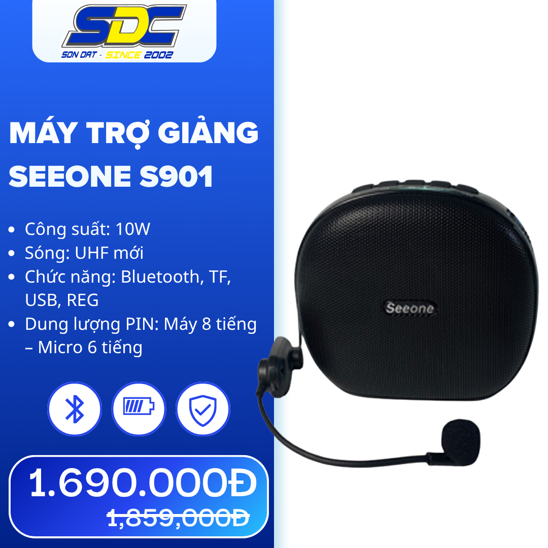 Máy trợ giảng không dây Seeone S901 công suất đáp ứng phòng tới 70 học sinh
