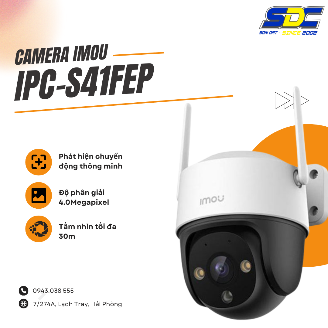 Camera IMOU IPC-S41FEP với tính năng giám sát trực tiếp với độ phân giải 4.0 megapixel