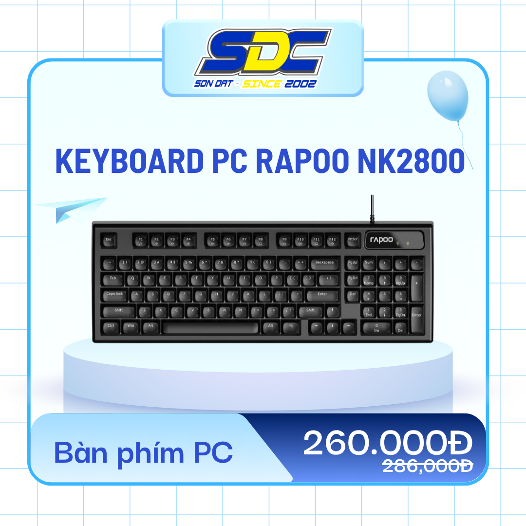 Keyboard PC Rapoo NK2800 giả cơ mang đến trải nghiệm gõ phím tuyệt vời
