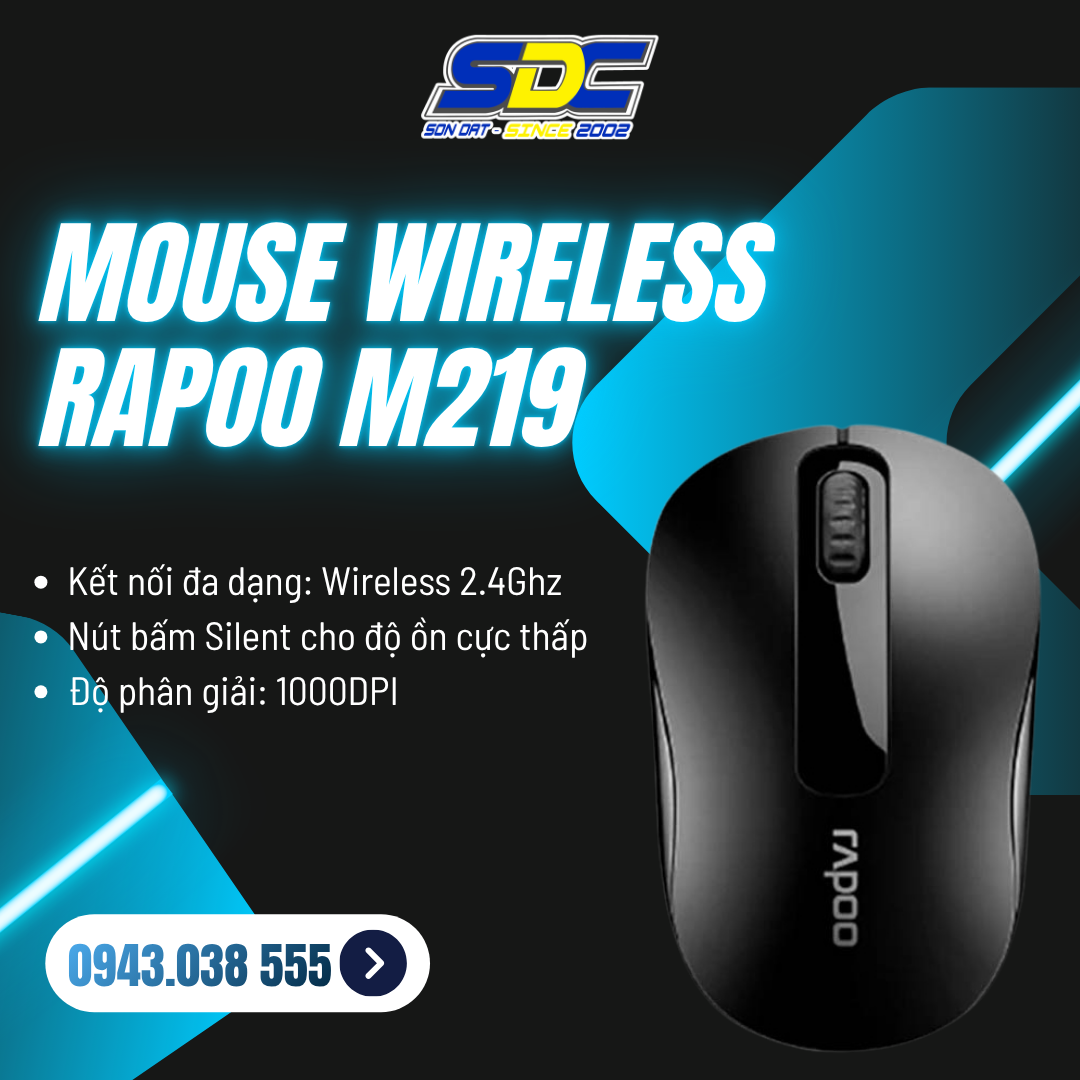 Một trong những ưu điểm nổi bật của Mouse Wireless Rapoo M219 nằm ở phần nút bấm silent