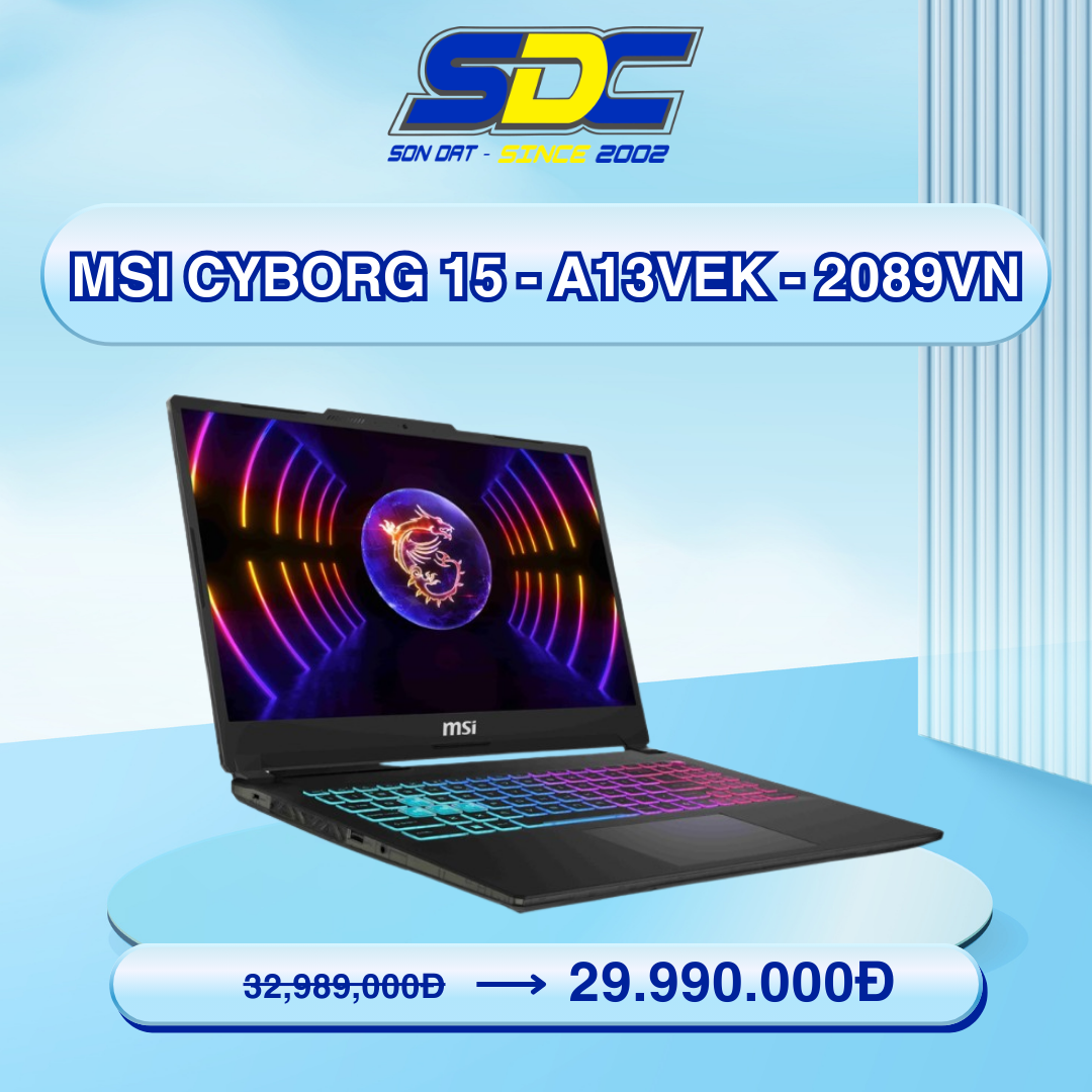 MSI CYBORG 15 - A13VEK-2089VN mang phong cách hiện đại phù hợp với nhiều người dùng yêu thích công nghệ mới.