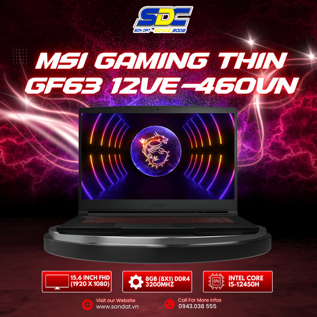 MSI Gaming Thin GF63-12VE-460VN là một sản phẩm phù hợp với những ai đang tìm kiếm một chiếc laptop gaming