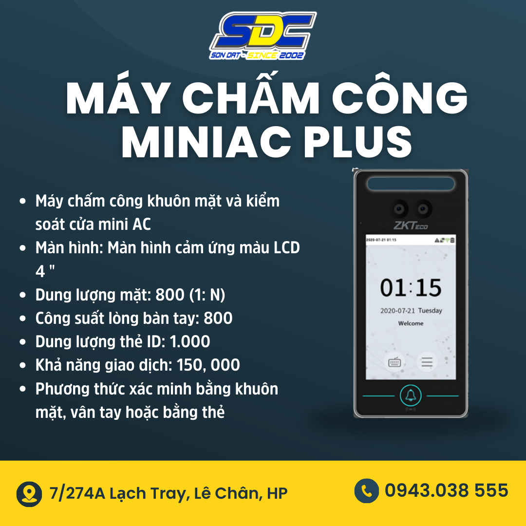 Mini AC Plus là một thiết bị đầu cuối chấm công và kiểm soát truy cập dựa trên Linux với công nghệ nhận dạng khuôn mặt