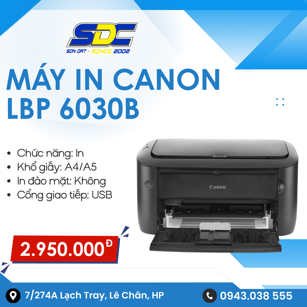 Máy in Canon LBP 6030B là dòng máy in laser đen trắng được thiết kế nhỏ gọn và hiệu quả