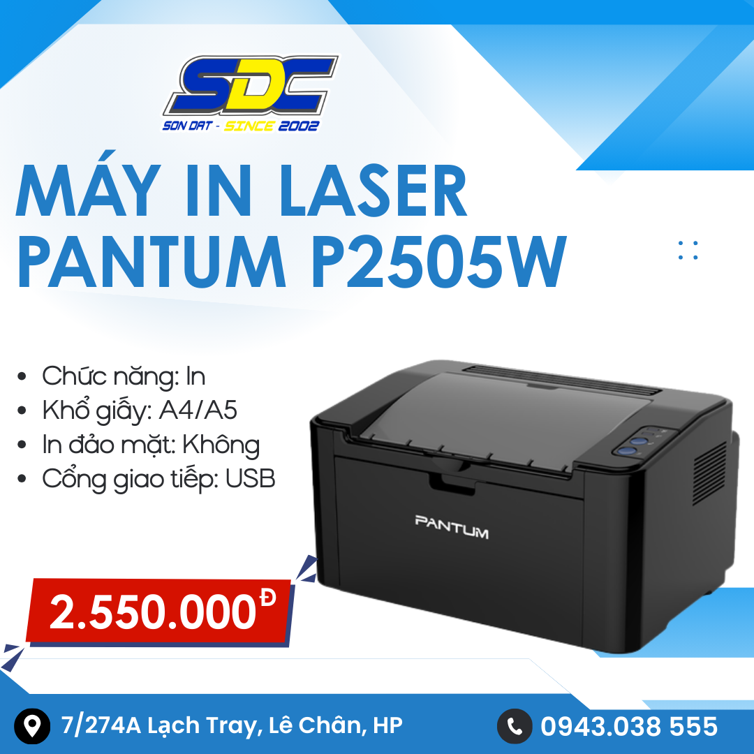 Máy in Laser Pantum P2505W là dòng máy in mới trên thị trường hiện nay