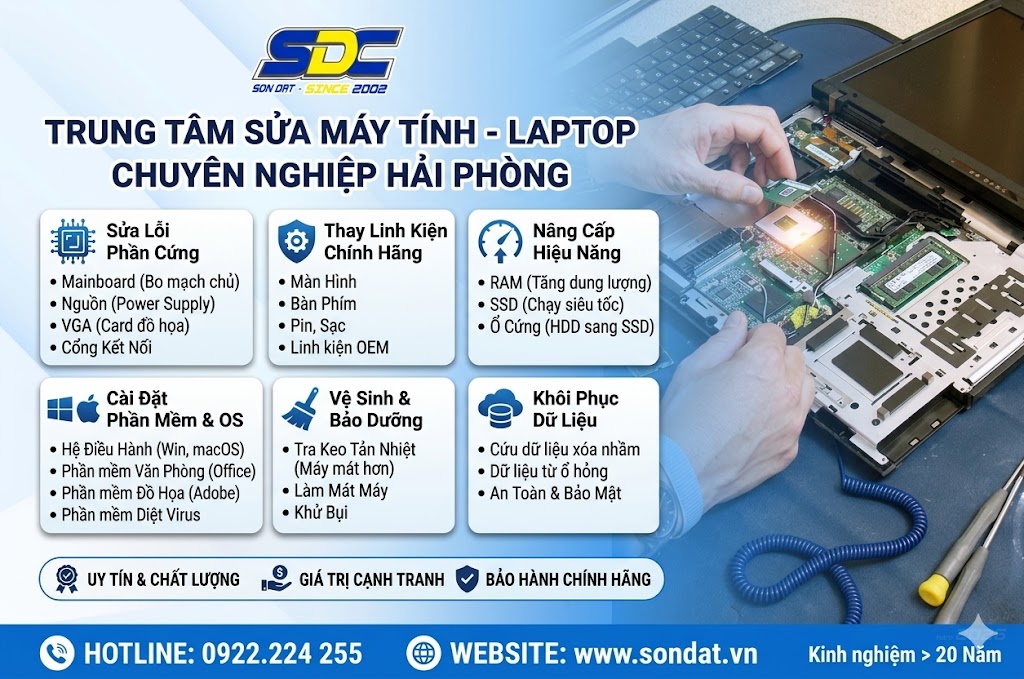 Trung Tâm Sửa Máy Tính - Laptop Chuyên Nghiệp Tại Hải Phòng SONDAT.,JSC