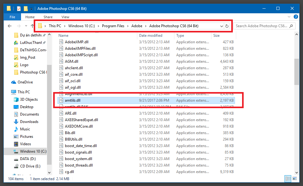 Copy vào folder Adobe Photoshop CS6 đối với bản 64 bit